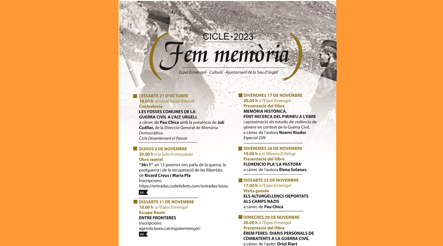 Cartell del cicle "Fem Memòria" (Aj. la Seu)