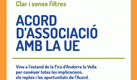 Cartell anunciant que hi haurà a la Fira d'Andorra la Vella sobre l'Acord d'associació