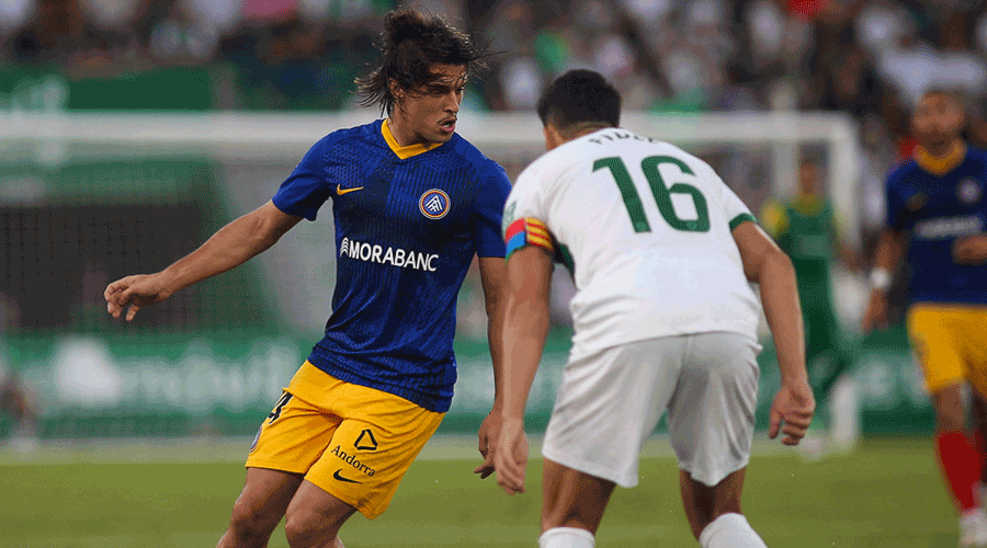 El tricolor, Pablo Moreno, ha tingut en aquest partit la seva primera titularitat (FC Andorra)