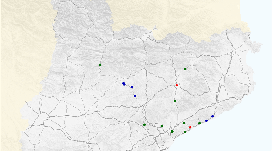 Punts de la xarxa viària catalana on s'instal·laran les plaques fotovoltaiques (Govern.cat)
