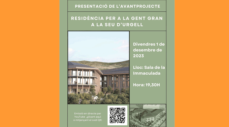 Cartell anunciant la presentació pública de l'avantprojecte de residència per a la gent gran de la Seu (Aj. la Seu)