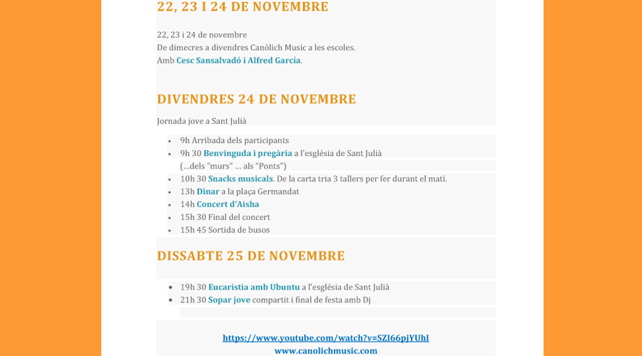 Programa del Canòlich Music 2023