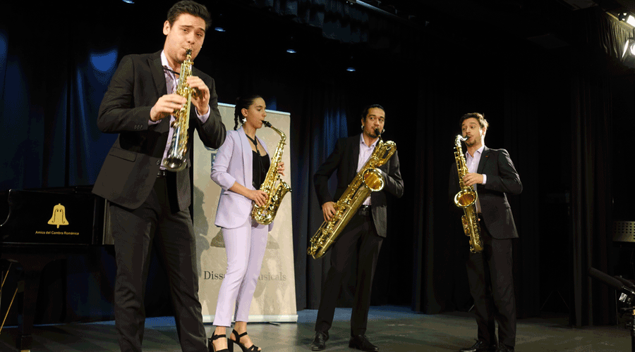Els membres de la formació musical Synthèse Quartet (Amics Cambra Romànica)