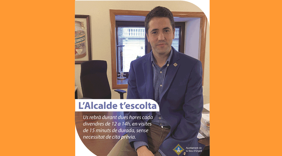 Infografia anunciant la iniciativa de l'alcalde de la Seu de rebre a la ciutadania, els divendres, sense cita prèvia (Aj. la Seu)