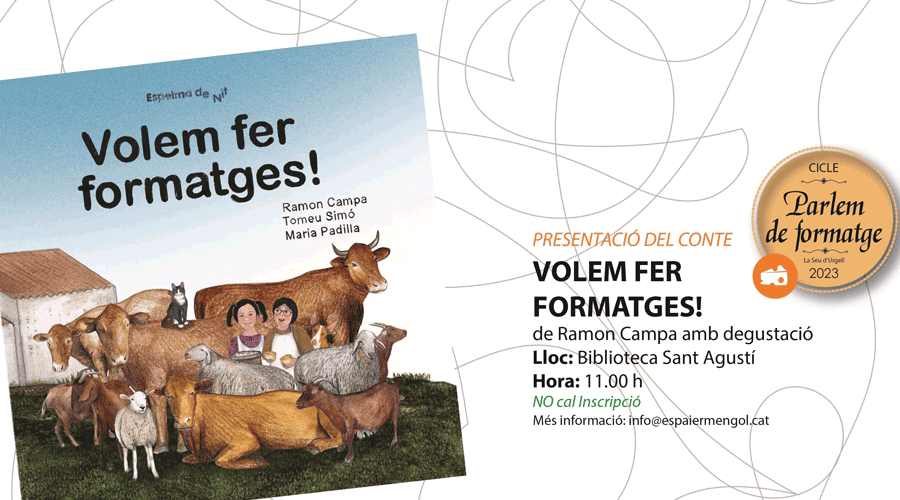 Infografia anunciant la presentació del conte i la degustació de formatges (Aj. la Seu)