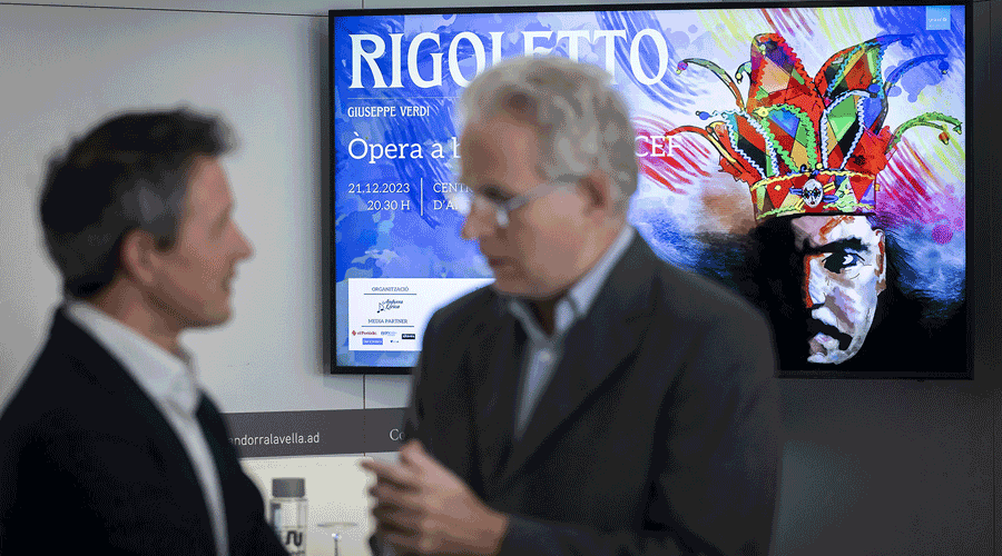 David Astrié i Albert Mora en la presentació del concert benèfic (Comú d'Andorra la Vella)