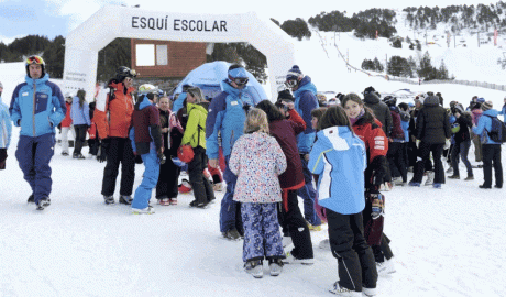Alumnes gaudint de l'activitat d'esquí escolar
