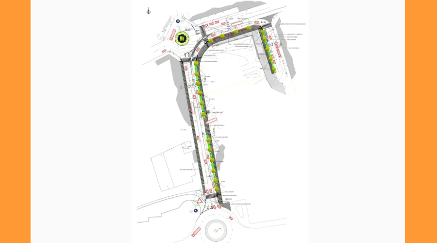 Plànol del carrer Doctor Vilanova amb Prada Casadet on es veuen les futures zones verdes (Comú d'Andorra la Vella)