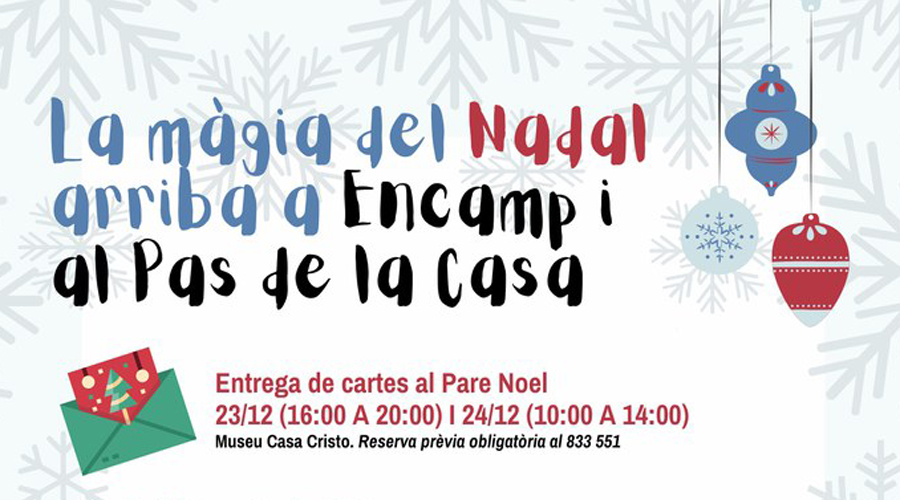 Cartell anunciant la possibilitat de lliurar la carta en persona al Pare Noel (Comú d'Encamp)