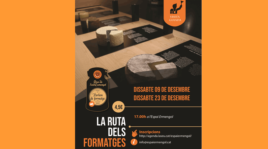 Cartell anunciant les visites guiades de la Ruta del formatge (Aj. la Seu)
