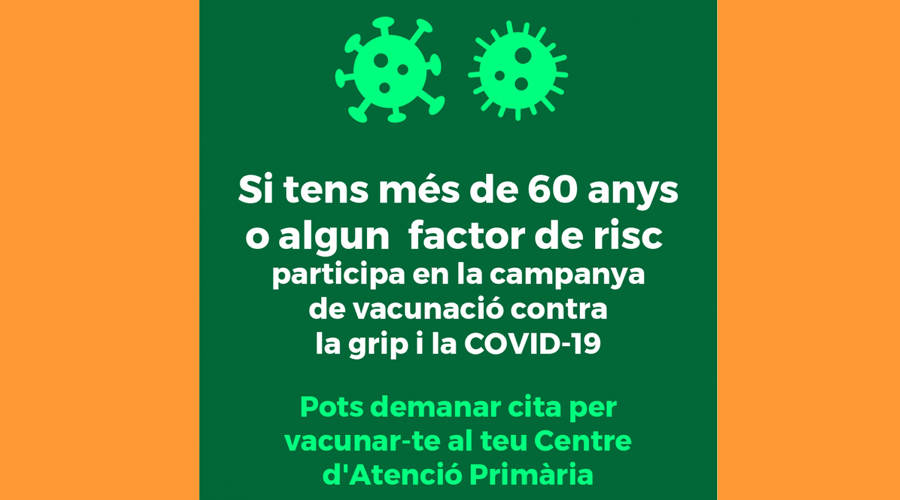 Cartell recomanant als grups de risc de vacunar-se contra la grip i la Covid (Govern d'Andorra)