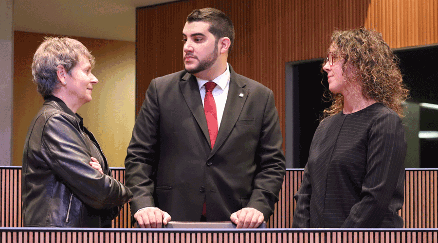 Els consellers generals socialdemòcrates, Susanna Vela, Pere Baró i Judith Salazar