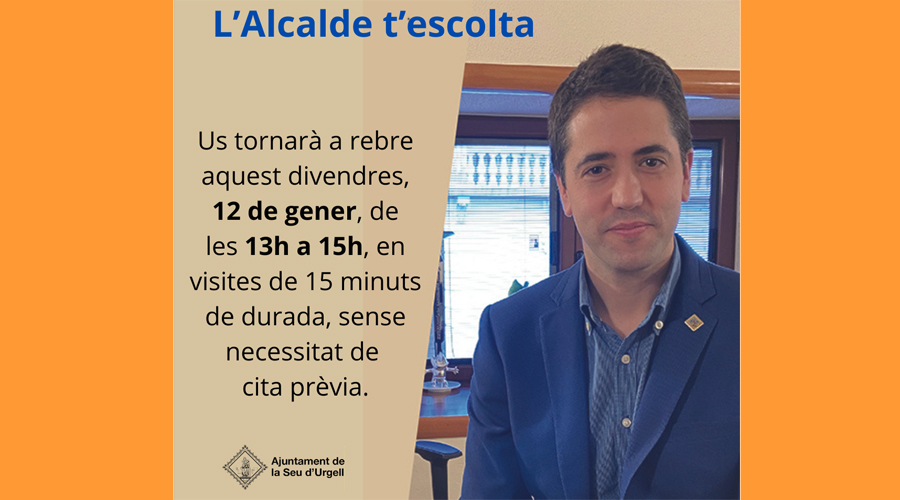 L'alcalde de la Seu tornarà a rebre a la ciutadania sense cita prèvia (Aj. la Seu)