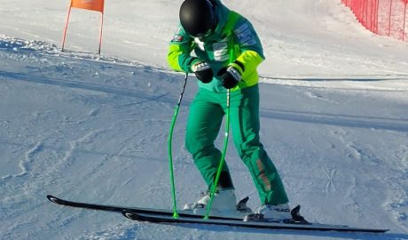 Jordina Caminal en el reconeixement del segon entrenament de descens de l'EC de Passo San Pellegrino