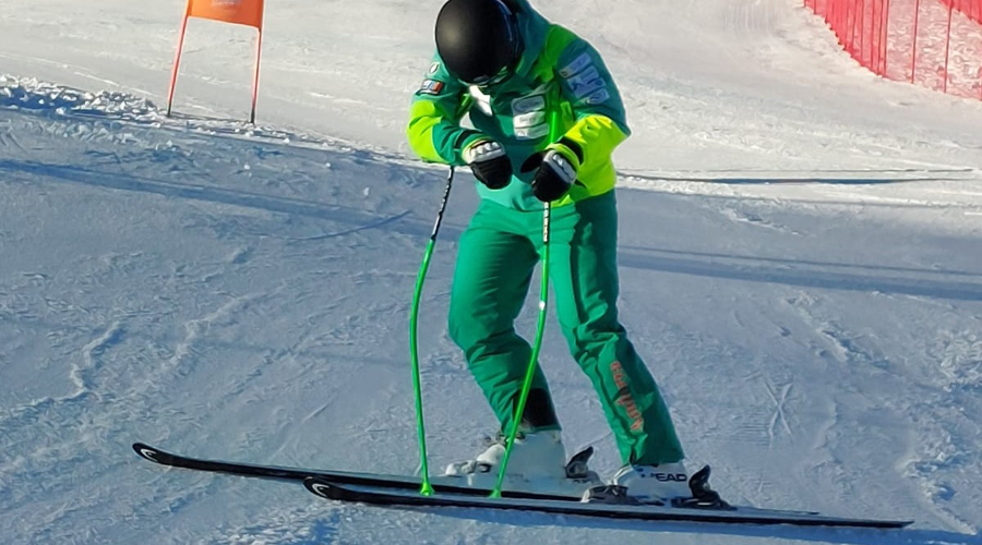 Jordina Caminal en el reconeixement del segon entrenament de descens de l'EC de Passo San Pellegrino (FAE)
