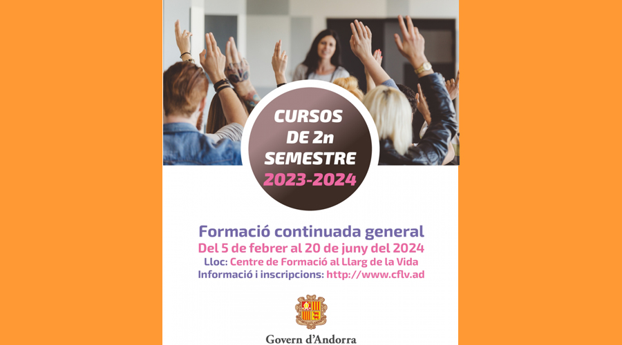 Cartell anunciant els nous cursos del CFLV (Govern d'Andorra)