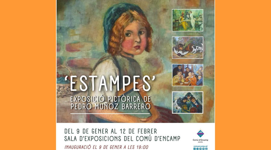 Cartell anunciant l'exposició Estampes a Encamp (Comú)