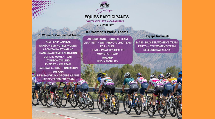 Cartell anunciant els equips participants a la Volta a Catalunya femenina 2024 (Volta a Catalunya)