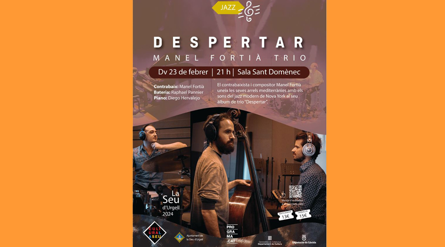 Cartell anunciant l'actuació de Manel Fortià Trio a la Seu