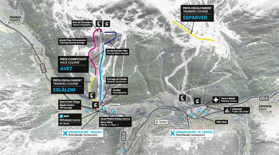 Plànol informant de la mobilitat per a la Copa del Món femenina de Soldeu 2024 (organització)