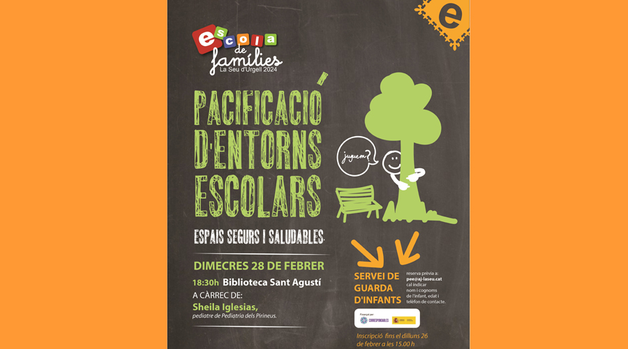 Informació de la xerrada sobre pacificació en els entorns escolars a la Seu (Aj. la Seu)