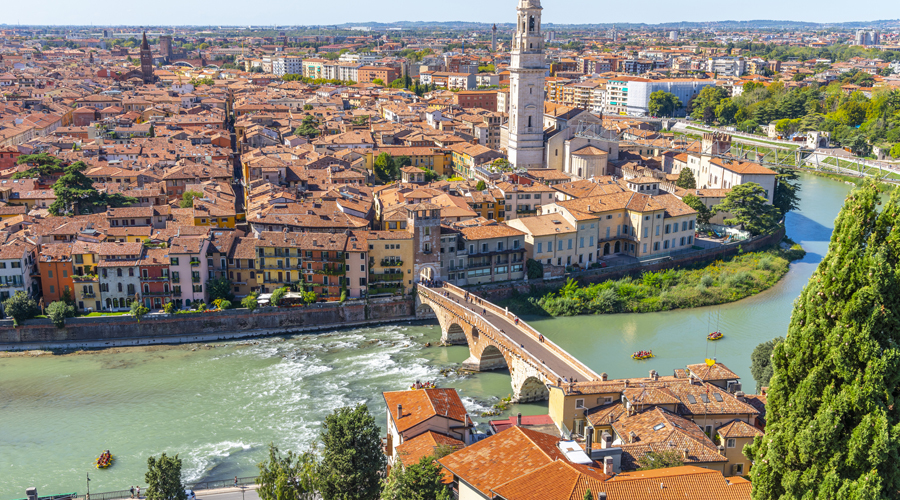 Vista panoràmica de la ciutat de Verona (Getty images)