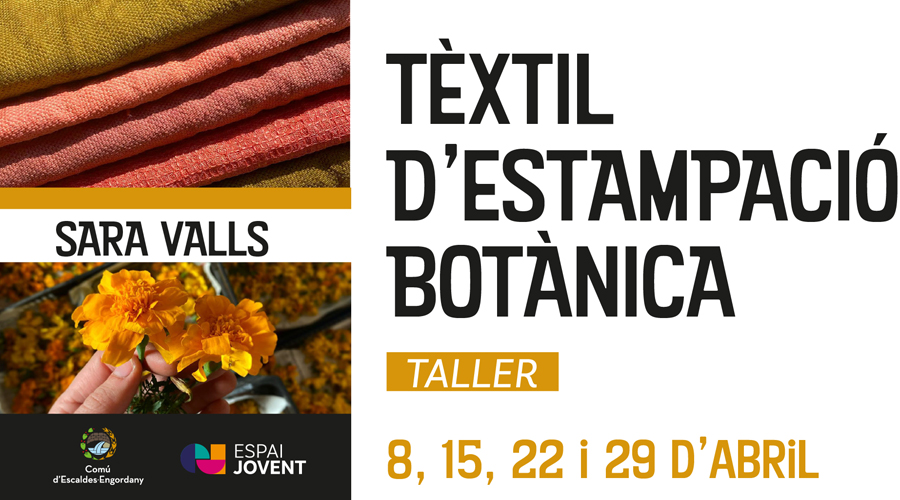Cartell anunciador del taller tèxtil d'estampació botànica (comuee)