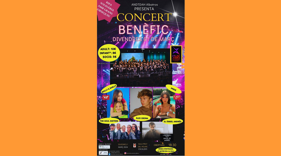 Cartell anunciador del concert benèfic a Escaldes (agenda.ad)