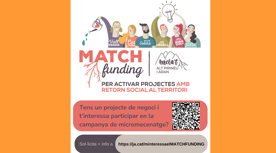 Cartell anunciant la nova edició del Matchfunding Arrela't Alt Pirineu i Aran (CCAU)