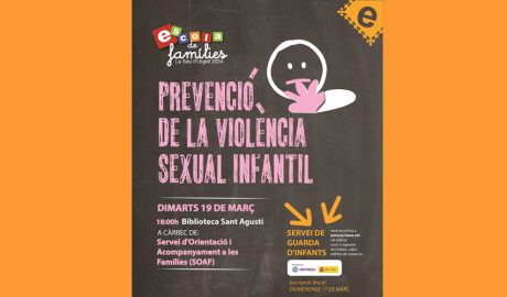 Cartell informant de la xerrada sobre prevenció de la violència sexual infantil