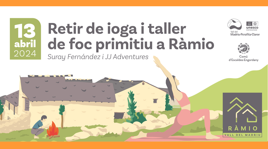 Cartell anunciant el nou retir de ioga a Ràmio (comuee)