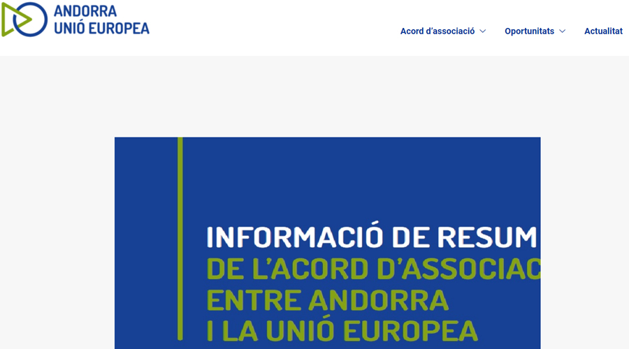Pàgina web on es pot accedir al resum esborrany de l'Acord d'associació amb la UE