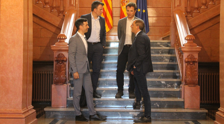 Primer per la dreta, José Crespín, amb directius de la Trobada Empresarial al Pirineu (Subdelegació)