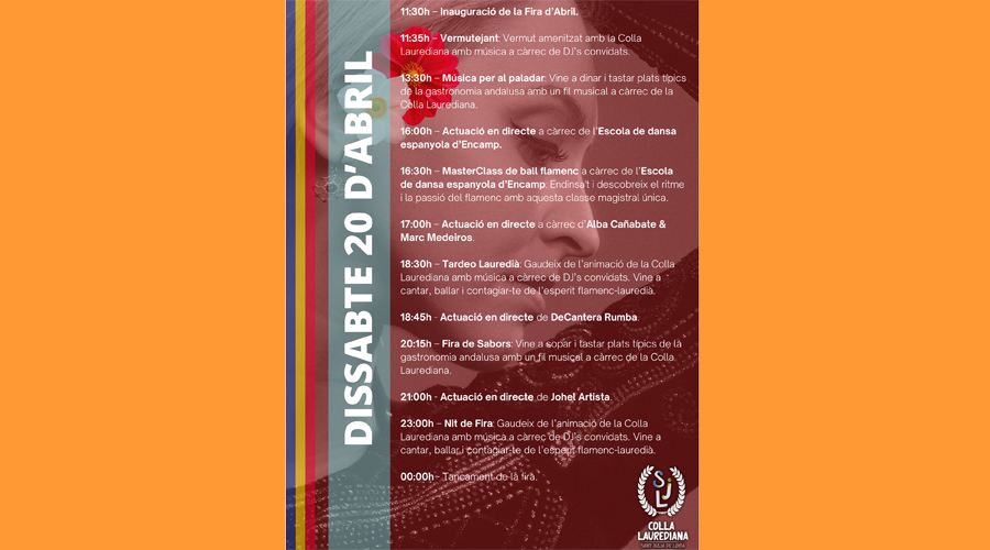 Programa d'actes de dissabte (Colla Laurediana)