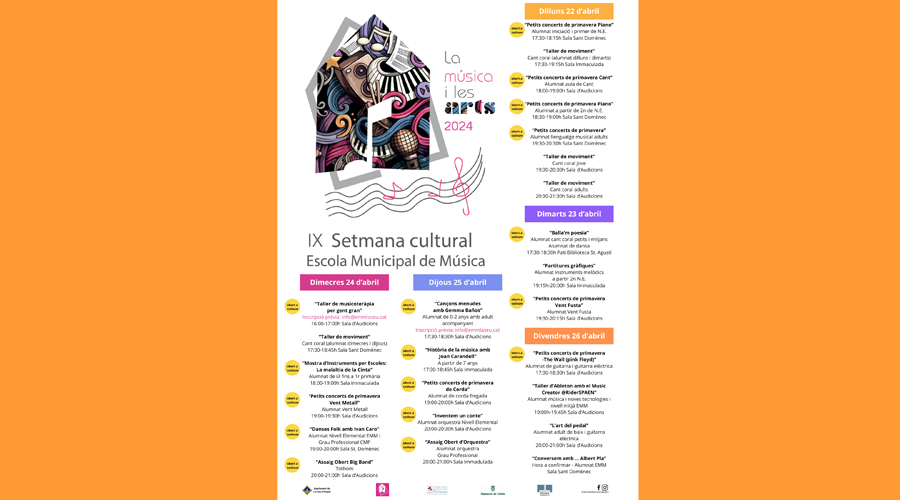 Programa de la Setmana Cultural de l’EMM de la Seu (Aj. la Seu)