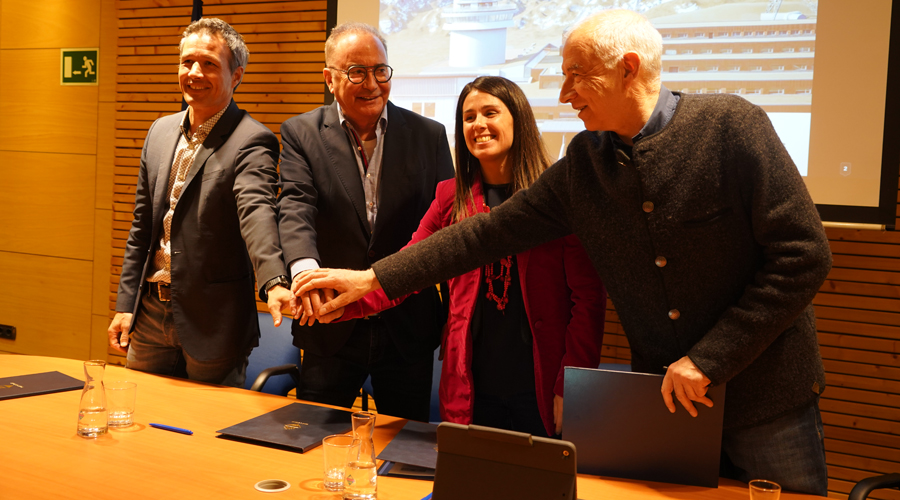 Els signants del conveni entre el Comú d'Encamp, Icònic i SAETDE (Comú d'Encamp)