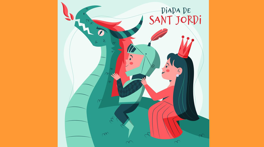 Dibuix de Sant Jordi, la princesa i el drac (freepik)