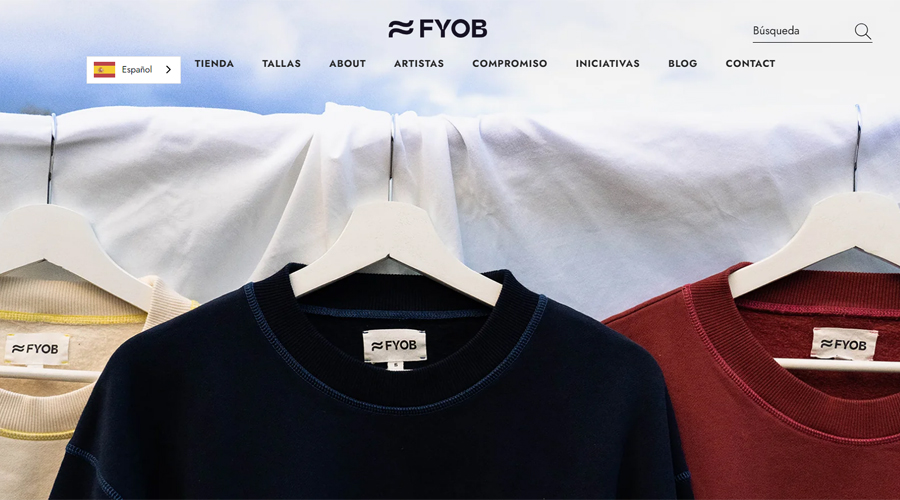 Web de l'empresa de roba sostenible FYOB