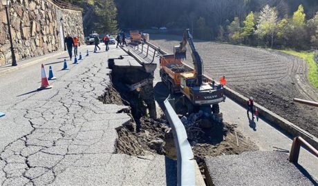 L'estat de la carretera a causa de l'esllavissada a Anyós