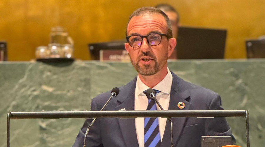 El ministre Jordi Torres intervenint a les Nacions Unides (SFG)