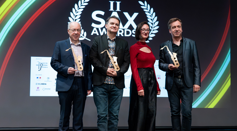 Els premiats en la 2a edició dels Sax Awards (Andorra Sax Fest)