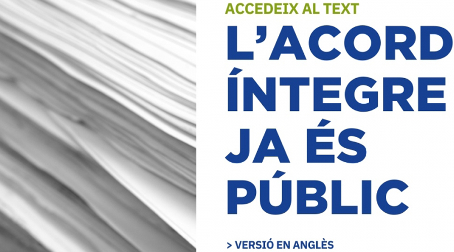El text íntegre, en anglès, de l'Acord d'associació ja es pot consultar a la web del Govern (SFG)