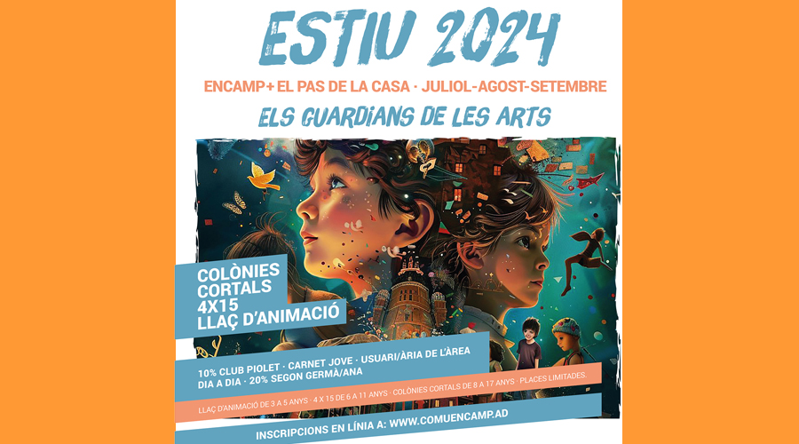 Cartell anunciant el període d'inscripcions per a les activitats d'estiu (Comú d'Encamp)