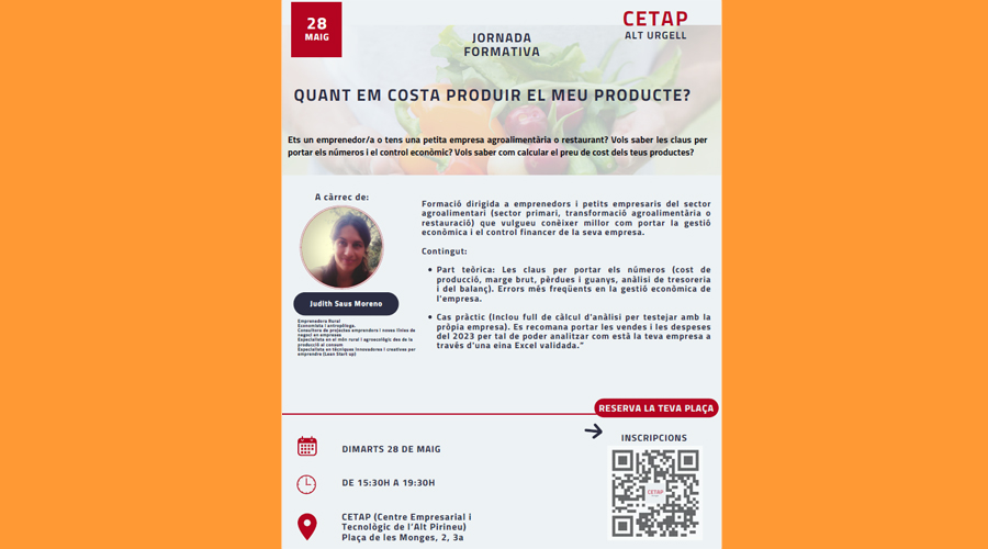 Cartell de la formació per a petits empresaris del sector agroalimentari
