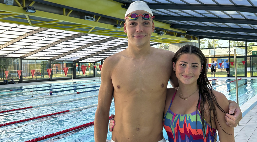 Els nedadors andorrans, Kevin Teixeira i Alexandra Mejia (FAN)