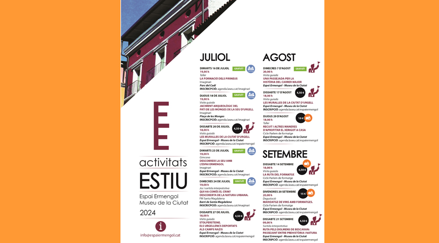 El cartell programa de l'Espai Ermengol d'aquest estiu (Aj. la Seu)