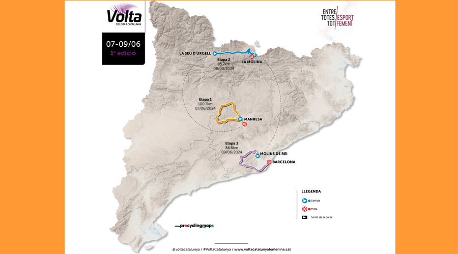 Mapa amb el recorregut de la Volta Ciclista a Catalunya (La Volta)