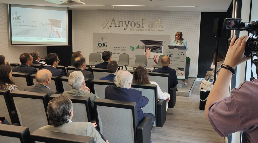 Al fons, la ministra Conxita Marsol durant la seva intervenció (SFGA)