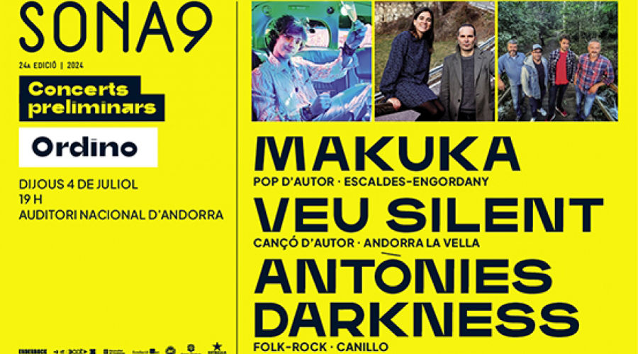 Cartell amb les formacions andorranes escollides per a actuar als preliminars del Sona9 (SFGA)