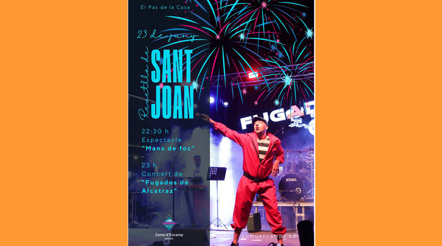 Cartell anunciant la revetlla de Sant Joan al Pas de la Casa (Comú d'Encamp)
